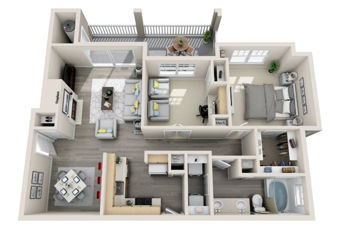 The Ashborough_Ashburn VA_Floor Plan_A52_One Bedroom One Bathroom_With Office The Ashborough_Ashburn VA_Floor Plan_A52_One Bedroom One Bathroom_With Office